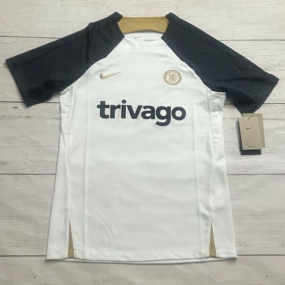 Nike Chelsea FC Strike White Soccer Jersey Size Medium Slim DX3014-101 - Picture 1 of 8